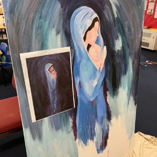 A beautiful addition to our school hall with our Patron Saint Mary: